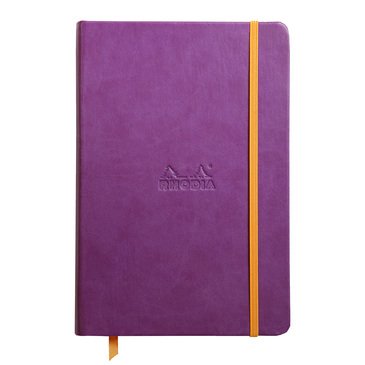 Rhodiarama carnet rembordé rigide A5 192 pages ligné papier ivoire 90g fermeture élastique - Violet