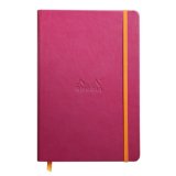 Rhodiarama carnet rembordé rigide A5 192 pages ligné papier ivoire 90g fermeture élastique - Framboise