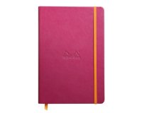 Rhodiarama carnet rembordé rigide A5 192 pages ligné papier ivoire 90g fermeture élastique - Framboise