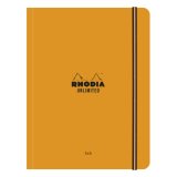 Rhodia Unlimited A5+ 16x21 cm 120 pages petits carreaux 5x5 avec cadre en-tête détachables microperforé avec élastique - Orange