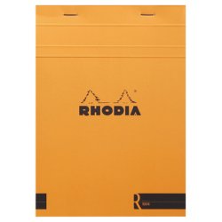 Bloc agrafé Rhodia le R N°16 14,8x21 cm 70 feuillets ligné 90g - Orange