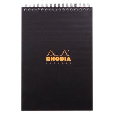 Bloc de bureau Notepad Rhodiactive noir 14,8 x 21 cm reliure intégrale - 5 x 5 - 80 feuilles microperforées