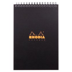 Notepad rhodiactive mit spiralbindung a5 80 blätter kariert 90g - schwarz