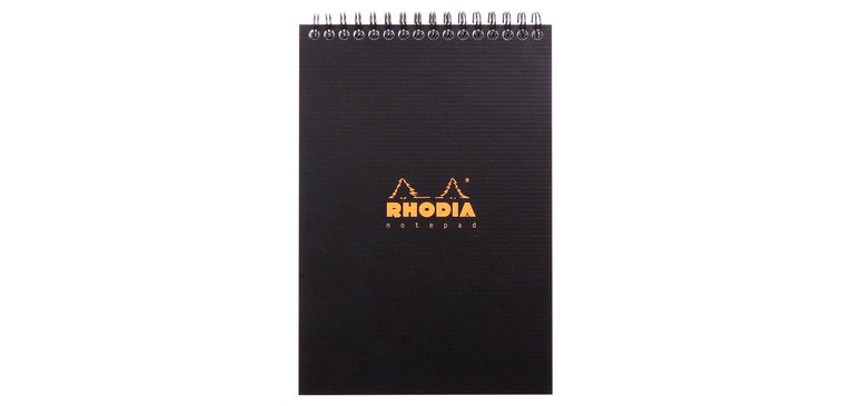 Bloc de bureau Notepad Rhodiactive noir 14,8 x 21 cm reliure intégrale - 5 x 5 - 80 feuilles microperforées