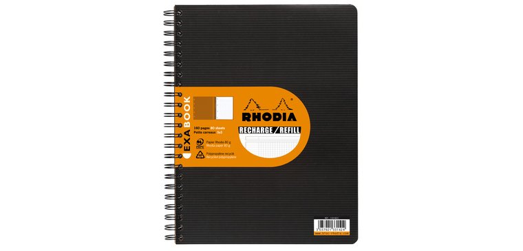 Refill for Rhodia Exabook spiral notebook 22.5 x 29.7 cm black 5 x 5 - 160 pages