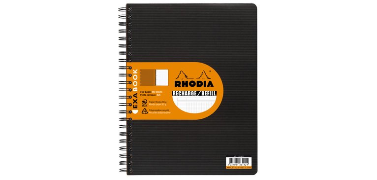 Nachfüllung Spiral-Notizbuch Rhodia Exabook 22,5 x 29,7 cm Schwarz 5 x 5 - 160 Seiten