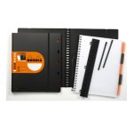 Exabook Rhodiactive rechargeable reliure intégrale A4+ 160 pages petits carreaux 5x5 avec cadre en-tête 80g - Noir