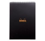 Bloc de bureau Notepad Rhodiactive noir 21 x 29,7 cm reliure intégrale avec pochette - 5 x 5 - 80 feuilles microperforées