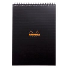 Rhodiactive notepad mit spiralbindung a4 80bl kariert 90g - schwarz