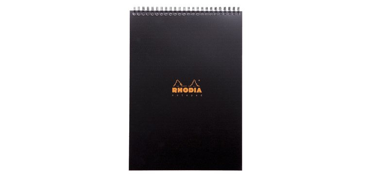 Bloc de bureau Notepad Rhodiactive noir 21 x 29,7 cm reliure intégrale avec pochette - 5 x 5 - 80 feuilles microperforées