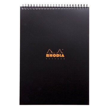 Bloc de bureau Notepad Rhodiactive noir 21 x 29,7 cm reliure intégrale avec pochette - 5 x 5 - 80 feuilles microperforées