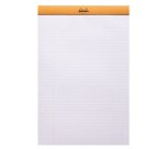 Bloc de bureau Rhodia 21 x 31,8 cm agrafé n°19 orange - ligné -80 feuilles