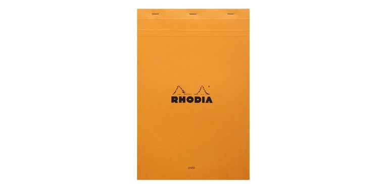 Bloc de bureau Rhodia 21 x 31,8 cm agrafé n°19 orange - ligné -80 feuilles