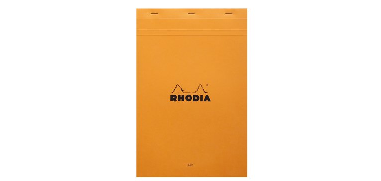 Bloc de bureau Rhodia 21 x 31,8 cm agrafé n°19 orange - ligné -80 feuilles