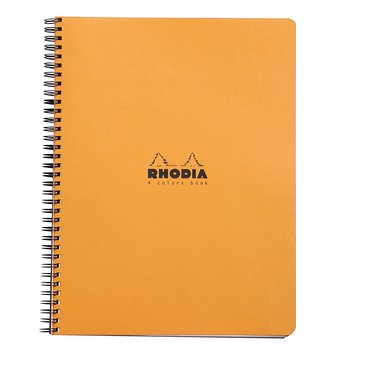 4colorsbook Rhodia Classic reliure intégrale & 22,5x29,7 cm 160 pages petits carreaux 5x5 avec cadre en-tête détachables perforation 4 trous 80g - Assortis