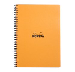 Notebook Rhodia Classic reliure intégrale 22,5x29,7 cm 160 pages petits carreaux 5x5 avec cadre en-tête détachables 80g - Orange