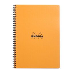 Notebook Rhodia Classic reliure intégrale 22,5x29,7 cm 160 pages petits carreaux 5x5 avec cadre en-tête détachables 80g - Orange