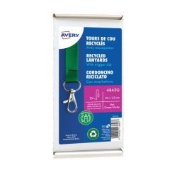 Cordons badges avery recycles mousqueton 44 cm lot de 10    coloris vert