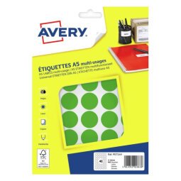 Sachet de 400 pastilles Ø24 mm. Imprimables. Coloris Vert.