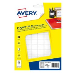 Etiquette adhésive jet d'encre et laser 8 x 20 mm Avery blanche  - Boîte de 2304