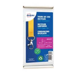 Cordons badges avery recycles mousqueton 44 cm lot de 10    coloris jaune