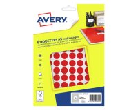Pastille adhesive avery impression laser jet encre et copieur diametre 15mm         permanente coloris rouge