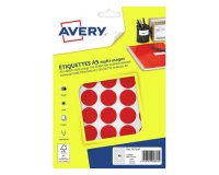 Pastille adhesive avery impression laser jet encre et copieur diametre 24mm         permanente coloris rouge