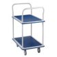 Chariot double plateau Bleu en acier Blanc, antidérapant, mobile - Plateau : 72,5 x 46,5 cm