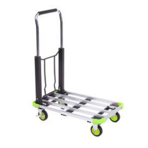 Chariot pliable aluminium noir vert, largeur 40 cm, longueur 50 à 72 cm