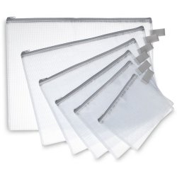 Pochette zippée en PVC renforcé semi-transparente pour le courrier, format 17x13cm épaisseur 0,5cm