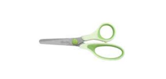 Ciseaux wonday uni'vert 13cm lames acier inox bouts ronds  anneaux asymetriques