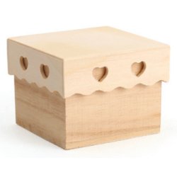 Boîte carrée avec couvercle cœur en bois à peindre ou décorer format 70 x 70 mm