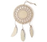 Attrape reves plumes graine creative bois 12,5x23,5xo,5   cm a decorer