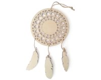 Attrape reves plumes graine creative bois 12,5x23,5xo,5   cm a decorer