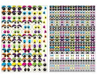 Gommette adhesive graine creative forme yeux mobiles   diametre 8 et 15mm 2 planches 594 unites