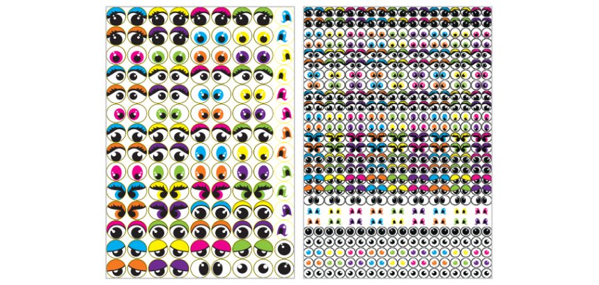 Sachet de 594 gommettes yeux adhésifs colorés assortis