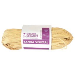 Bobine de 50g de raphia végétal coloris Naturel, longueur non standardisée de 1 à 1,20m