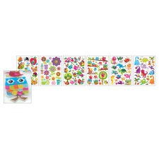 Lot de 6 planches de stickers gel 3D multithématiques. Dimensions planche : 11,5x15,5 cm.