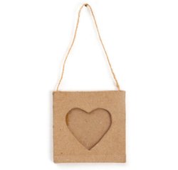 Cadre mini photo en carton à décorer 75x75mm forme de coeur