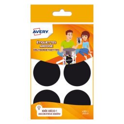 Sachet de 30 étiquettes ardoises noires diamètre 4,8cm. Pour craie ou marqueur craie