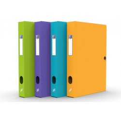 Boîte Oxford capacité standard memphis 24x32cm dos 40mm avec bouton pression couverture polypro coloris assortis style
