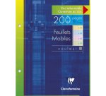 Feuillets mobiles couleur sous étui 17x22 cm 200 pages perforés grands carreaux papier Couleur aléatoire 50 pages bleues, 50 pages rose, 50 pages vertes, 50 pages jaunes - Assortis