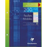 Feuillets mobiles couleur sous étui 17x22 cm 200 pages perforés grands carreaux papier Couleur aléatoire 50 pages bleues, 50 pages rose, 50 pages vertes, 50 pages jaunes - Assortis