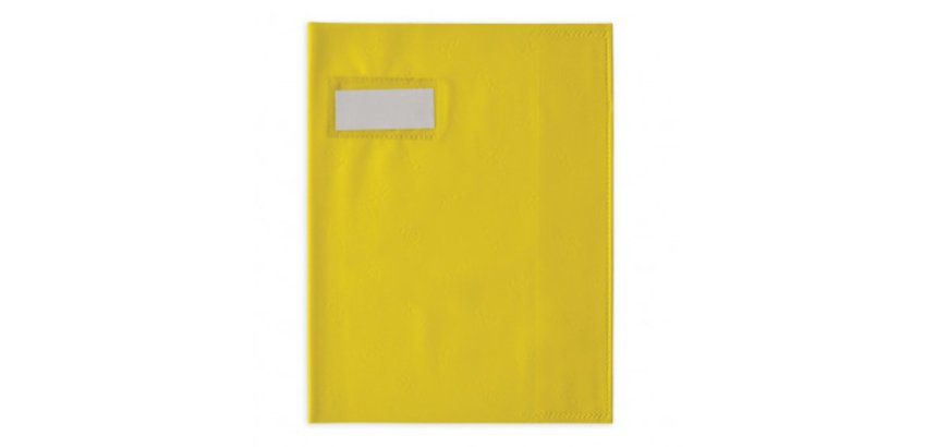 Protège-cahier elba styl'sms pvc opaque 12/100e sans phtalates porte-étiquette et étiquette 170x220mm jaune