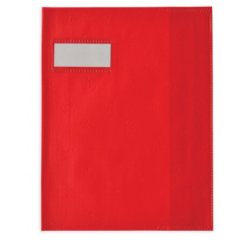 Protège-cahier elba styl'sms pvc opaque 12/100e sans phtalates porte-étiquette et étiquette 170x220mm rouge