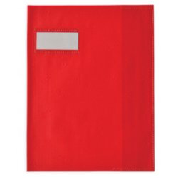 Protège-cahier elba styl'sms pvc opaque 12/100e sans phtalates porte-étiquette et étiquette 170x220mm rouge