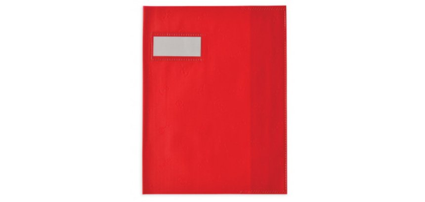 Protège-cahier elba styl'sms pvc opaque 12/100e sans phtalates porte-étiquette et étiquette 170x220mm rouge