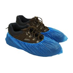 Lot de 100 Surchaussures en polyéthylène imperméables avec ourlet cheville taille unique Bleues