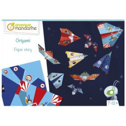 Boîte créative, Origami thème avions/fusées, 40 feuilles, 5 diagrammes, notice.