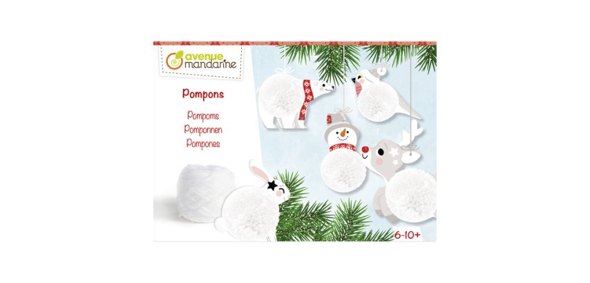 Boîte créative, Pompons à suspendre - Blanc